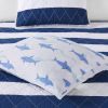 Full/Queen 3 Piece Coastal Reversible Navy Blue White Sharks Cotton Quilt Set