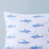 Full/Queen 3 Piece Coastal Reversible Navy Blue White Sharks Cotton Quilt Set
