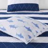 Reversible Navy Blue White Cotton Quilt Set