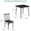 Modern 3-Piece Metal Frame Dining Set with Black Wood Top Table and 2 Chairs