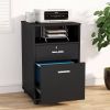 Black Rolling 2-Drawer Mobile File Cabinet