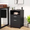 Black Rolling 2-Drawer Mobile File Cabinet