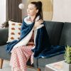 Heated Electric Sherpa Throw Blanket in Blue/White