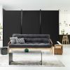 6-Ft Black 3-Panel Room Divider Screen with Steel Base and Heavy Duty Hinges