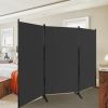 6-Ft Black 3-Panel Room Divider Screen with Steel Base and Heavy Duty Hinges