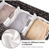 Brown PP Rattan 3-Basket Laundry Hamper Sorter Cart with Removable Cotton Bags