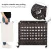 Brown PP Rattan 3-Basket Laundry Hamper Sorter Cart with Removable Cotton Bags