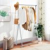 Folding Extendable Metal Garment Rack Clothes Hanging Rod with Lockable Wheels