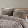 Full/Queen Grey Soft Sherpa Faux Fur 3-Piece Comforter Set with Pillow Shams