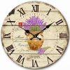 Decorative 14-inch Roman Numerals Wooden Wall Clock with French Lavender Pattern