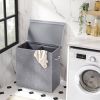 Grey Fabric  Laundry Hamper Basket