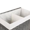 Grey PP Rattan 29-Gal Laundry Hamper Basket w/ 2-Compartment Washable Liner Bag