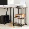 Black Metal Grey Wood Printer Stand Shelf Cart
