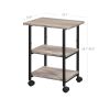 Black Metal Grey Wood Printer Stand Shelf Cart