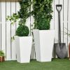 Set of 2 Modern Lightweight Outdoor Patio Flower Pot Planter Box in White