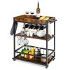 Kitchen Wine Rack Bar Serving Cart