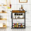 Kitchen Wine Rack Bar Serving Cart