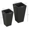 Set of 2 Modern Lightweight Black Flower Pot