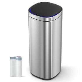 Motion Sensor Stainless Steel 13 gallon Trash Can with Ozone Button