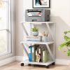 Modern 3-Shelf White Metal Wood Printer Stand Rolling Home Office Storage Cart