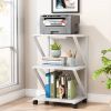 3-Shelf White Metal Wood Printer Stand