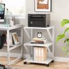 3-Shelf White Metal Wood Printer Stand