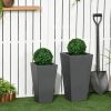 Set of 2 Modern Lightweight Outdoor Flower Pot Planters in Grey 22-in and 18-in