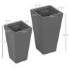 Set of 2 Modern Lightweight Outdoor Flower Pot Planters in Grey 22-in and 18-in