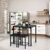 Modern 3-Piece Dining Set Black Faux Marble Table-Top and 2 Black Chairs Stools
