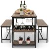 3-Piece Metal Wood Dining Set