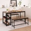 3-Piece Metal Wood Dining Set