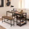 3-Piece Metal Wood Dining Set