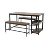 3-Piece Metal Wood Dining Set