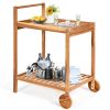 Solid Wood Rolling Serving Cart