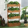 4 Tier Vertical Wooden Planter Box Raised Bed Natural