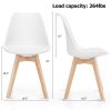 Set of 4 Modern Mid-Century Style White PU Leather Dining Chairs with Wood Legs