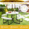 White Outdoor Metal and HDPE Picnic Table Bench Set with Umbrella Hole - Seats 8