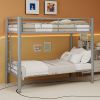 Convertible Twin Metal Bunk Bed Frame, Heavy-Duty Iron Build, Detachable into Two Twin Beds, Space-Saving Design with High Weight Support 400 lbs