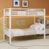 Twin Over Twin Metal Bunk Bed for Kids Boys Girls,Metal Structure Bedframe with Ladders & Guardrail,Convertible 2 Beds,White