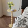 Round Side Table, Small Drink Table for Small Spaces, Modern Accent Nightstand with Solid Wood Leg for Living Room, Bedroom, Corners, and Office (Oak)