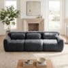114''Soft And Fluffy Plush Fabric,Modular Sectional Sofa Couches,Ergonomic Design With Throw Pillows