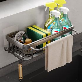 Sponge Holder for Kitchen Sink Adhesive Sponge Caddy Gray Shower Shelf with Hooks Stick on Shower Caddy No Drilling 1 Pack