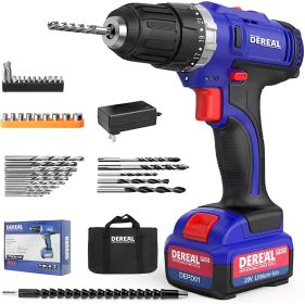 Pro 20V Electric Screwdriver Cordless Drill Power Driver Tools Set 3/8" with LED Work Light