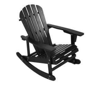 Adirondack Rocking Chair Solid Wood Chairs Finish Outdoor Furniture for Patio, Backyard, Garden - Black