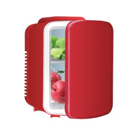 Mini Fridge, 4L/6 Can Portable Cooler & Warmer Freon-Free Small Refrigerator Provide Compact Storage for Skincare, Beverage, Food, Cosmetics, Red