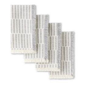 Better Homes & Garden Grid Check Square Fabric Napkin Set, Grey, 19"W x 19"L, 4 Pieces