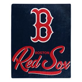 Red Sox OFFICIAL MLB "Signature" Raschel Throw Blanket; 50" x 60"