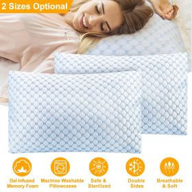 Cooling Memory Foam Pillow Ventilated Soft Bed Pillow w/ Cooling Gel Infused Memory Foam 2Pcs Queen Size