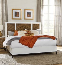 White and Walnut Finish Queen Bed