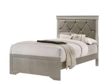 1pc Beige Champagne Finish Twin Size Panel Youth Bed
